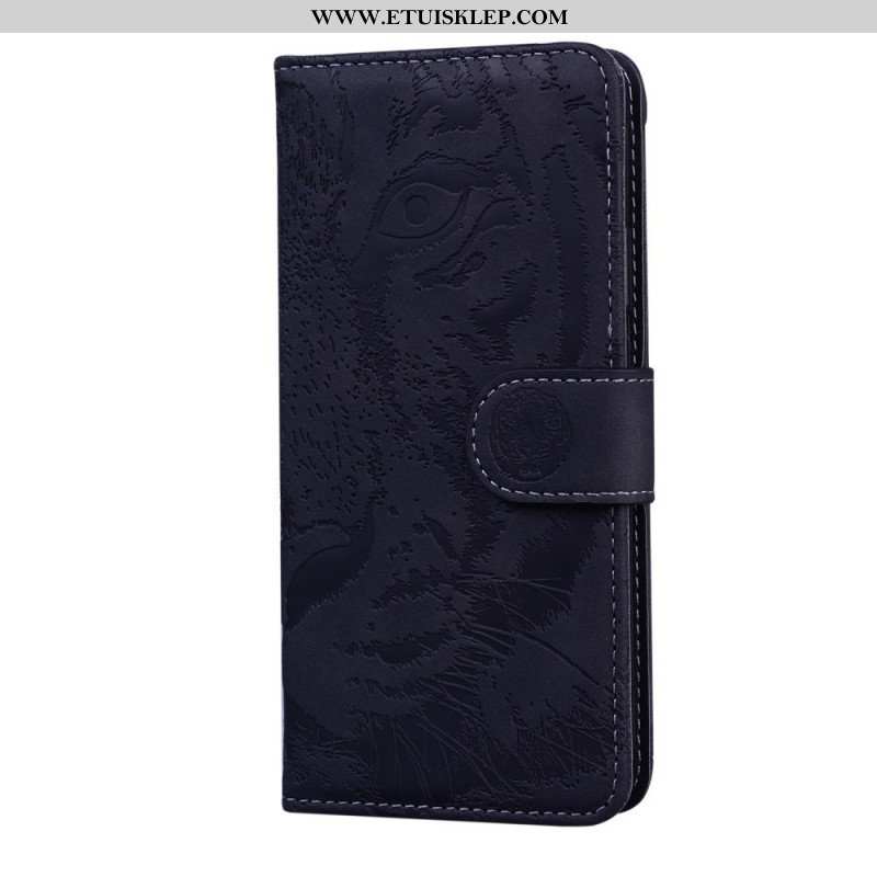 Etui Folio do Poco M4 Pro 5G Nadruk Twarzy Tygrysa